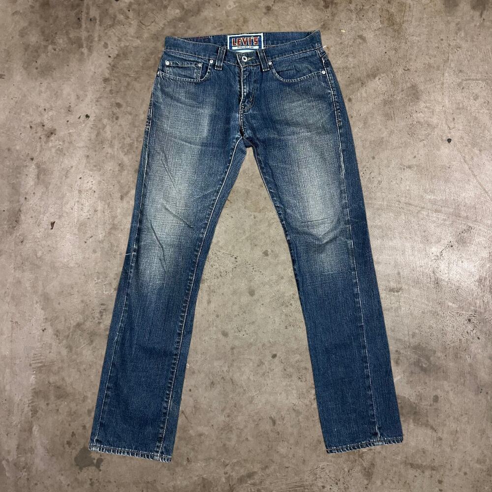 Levi's Skinny 511 Jeans 5-Pocket Distressed Dark Wash Denim Blue Mens Size 32x32